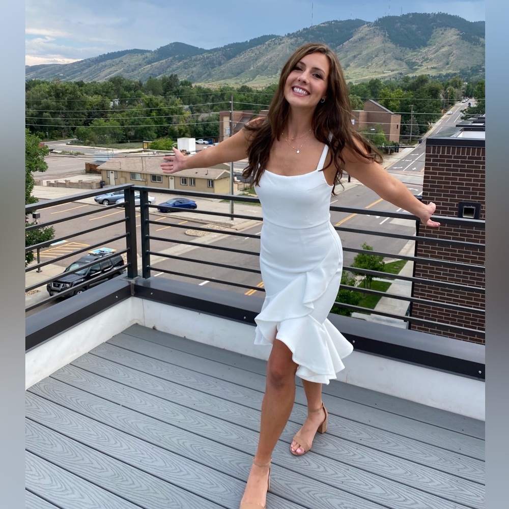 Hello Molly White Mermaid-core, Flattering White Dress, Wedding Rehearsal Dress